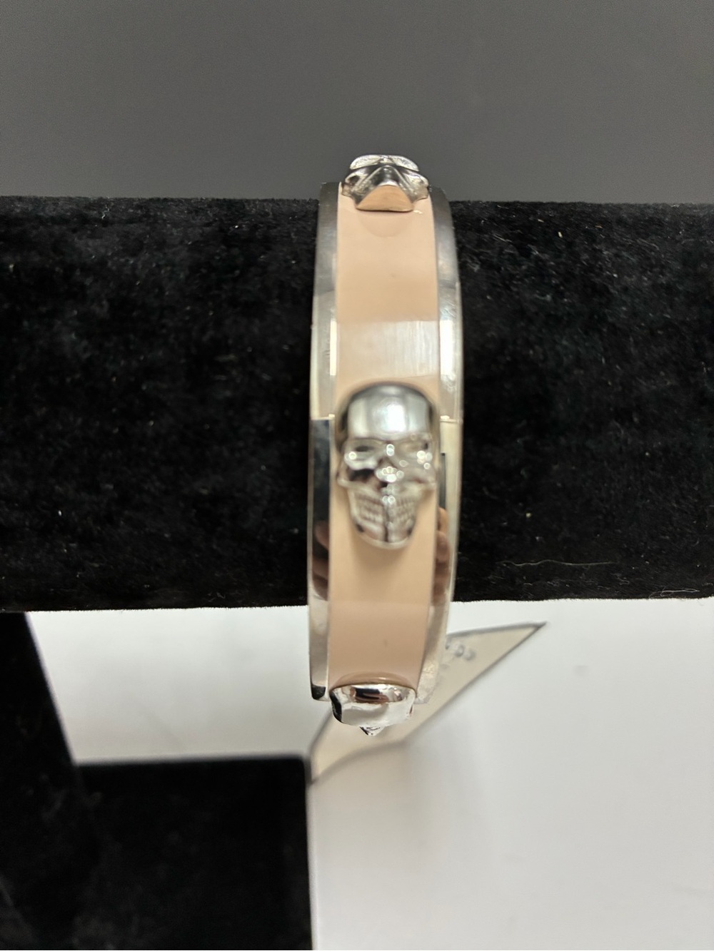 Alexander McQueen Silver and and Beige 3D Skull Bracelet